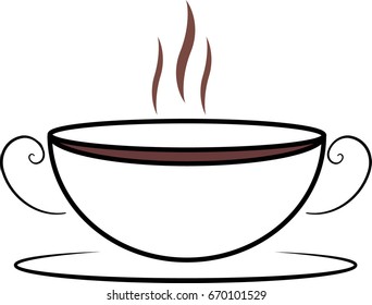 A cup of hot coffee illustration, vector, isolated. Hot drinks icon.