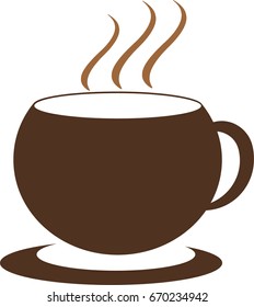 A cup of hot coffee illustration, vector, isolated. Hot drinks icon.