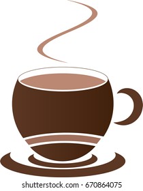 A cup of hot coffee illustration, vector, isolated. Hot drinks icon.