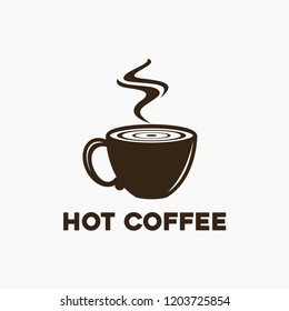 A cup of hot coffee logo vector