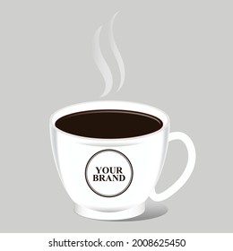 A cup of hot coffee mockup for brand and product.