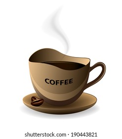 Cup Of Hot Coffee On A White Background