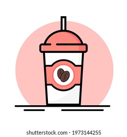 Cup of hot coffee on a white background. Vector icon illustration.