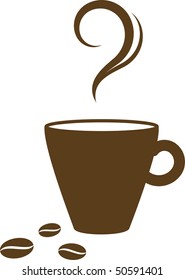Cup of hot coffee. Over white.
