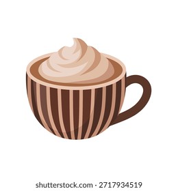 Una taza de café caliente servido con una rebanada de pastel de chocolate en un plato blanco