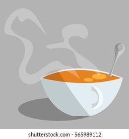 Cup of hot coffee with spoon