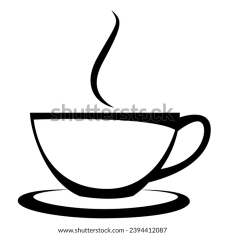 Cup of hot coffee with steam outline style isolated design element black and white vector image	

