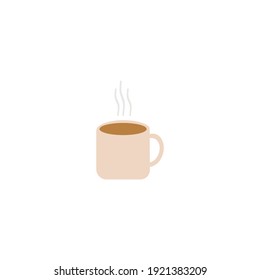 A cup of hot coffee with steam. White background. Highlight covers. Education for the children. Alternative communication.