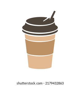 a cup of hot coffee sticker. Vector file format. Flat Aesthetic illustration.