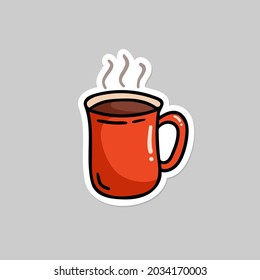 cup of hot coffee or tea doodle sketch style icon illustration