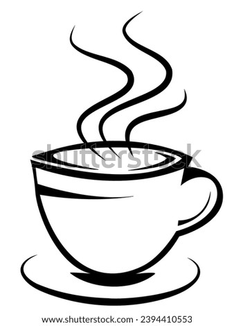 Cup of hot coffee or tea with steam isolated design element black and white vector image