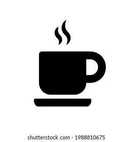 Taza de café caliente o icono vector de té. Taza de bebida caliente con aislamiento de vapor Ilustración vectorial EPS 10