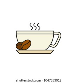 Cup of Hot Coffee Thin Line Icon Illustration