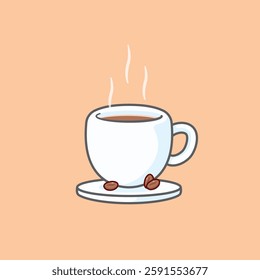 A Cup of Hot Coffee Vector Cartoon Illustration
