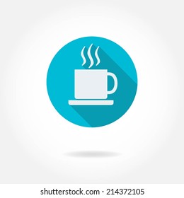 Cup of hot coffee. Vector icon or sign. 