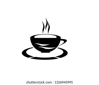 Cup of hot coffee Vector illustration of coffee logo-sign - Vector
