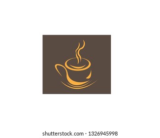 Cup of hot coffee Vector illustration of coffee logo-sign - Vector
