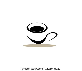 Cup of hot coffee Vector illustration of coffee logo-sign - Vector
