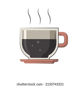 A cup of hot coffee. Vector illustration. Americano black coffee.