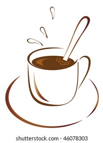 A cup of hot coffee. Vector illustration