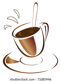 A cup of hot coffee. Vector illustration