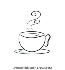 Cup of hot drink coffee, tea , vector illustration, hand draw