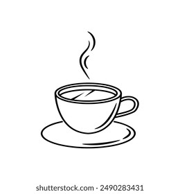 Cup with hot drink coffee tea cocoa doodle icon. Vector hand drawn sketch illustration.