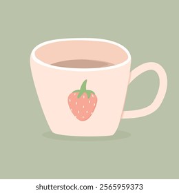 cup of hot drink with cute mug illustration 