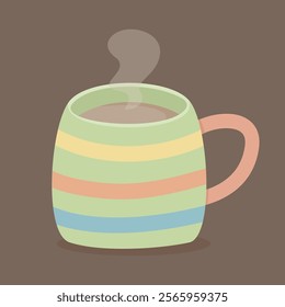 cup of hot drink with cute mug illustration 