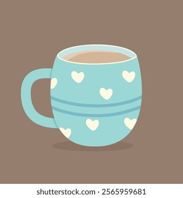 cup of hot drink with cute mug illustration 