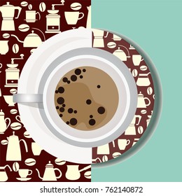 Cup with hot drink flat icon. Modern flat icons with long shadow effect in stylish colors.  