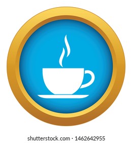 Cup of hot drink icon blue vector isolated on white background for any design