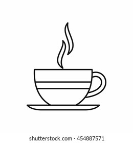 Cup of hot drink icon in outline style isolated vector illustration