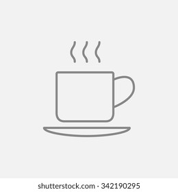 Cup of hot drink line icon for web, mobile and infographics. Vector dark grey icon isolated on light grey background.