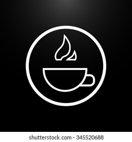 Cup of hot drink logo on a  black background