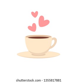 Cup of hot drink made with love. Vector illustration