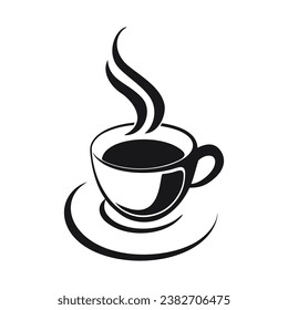Cup of hot drink, mug of coffee, tea etc. Coffee cup with steam vector icon.