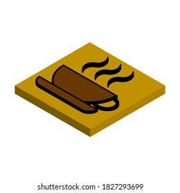 Cup of hot drink on white background, isometric image, sign for design, vector