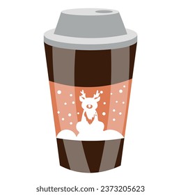 Cup of hot drink on white background