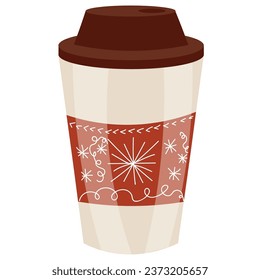 Cup of hot drink on white background