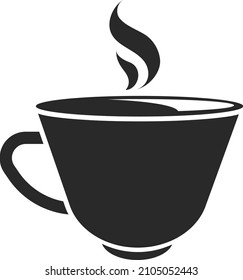 Copa con bebida caliente. Logo del café fumador. Icono de la taza de té