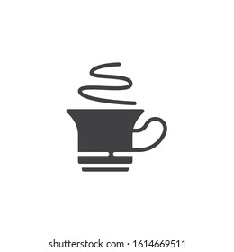 Cup of hot drink vector icon. Tea mug filled flat sign for mobile concept and web design. Coffee cup with steam glyph icon. Cafe menu symbol, logo illustration. Vector graphics