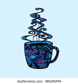 Cup with hot drink. Vector illustration.