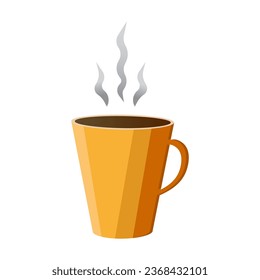 Cup of hot drink. Vector simple design, isolated on white background. Coffee, tea, hot chocolate.