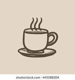 Cup of hot drink vector sketch icon isolated on background. Hand drawn Cup of hot drink icon. Cup of hot drink sketch icon for infographic, website or app.