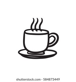 Cup of hot drink vector sketch icon isolated on background. Hand drawn Cup of hot drink icon. Cup of hot drink sketch icon for infographic, website or app.