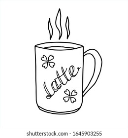taza de bebida caliente.ilustración vectorial.colorear.latte.