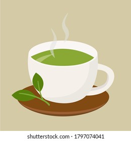 una taza de té verde caliente