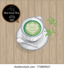 cup hot green tea
