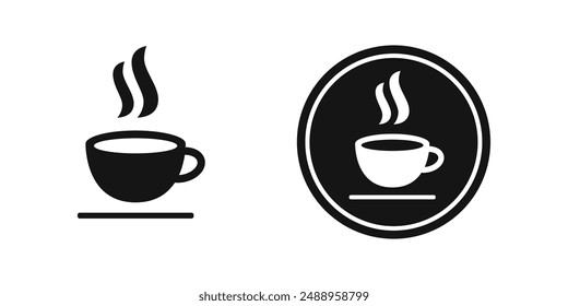 Cup hot icons set. Coffe or tea cups vector icon collection.